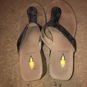 Volatile Snake skin wedged sandals